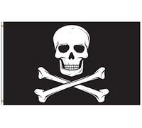 ShineSnow Drapeau de motard pirate Jolly Roger Skull 1,2 x 1,8 m, en polyester, squelette croisé des Caraïbes, double couture avec œillets en laiton, drapeau de 1,2 x 1,8 m pour décoration intérieure