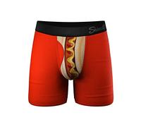 Shinesty Ball Hamac sous-vêtements pour Homme | Boxer avec Braguette | Anti-frottement, évacuation de l'humidité, renforcement des renflements, Soutien Scrotal, Hot Dog, Large