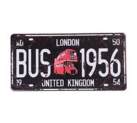 Shinewe Plaque d’immatriculation vintage en métal pour décoration d’intérieur ou de bar; 15 x 30 cm, Métal, London Bus 1956, 15x30cm