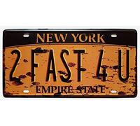 Shinewe Plaque d’immatriculation vintage « New York 2 Fast 4 U », accessoire de décoration d’intérieur, 15 x 30 cm