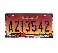 Shinewe Plaque d'immatriculation de voiture, décoration murale vintage pour maison, café, bar, pub, restaurant, exposition, 15 x 30 cm, Maryland A213542., 15x30cm