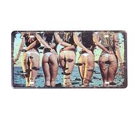Shinewe Plaque d'immatriculation de voiture, décoration murale vintage pour maison, café, bar, pub, restaurant, exposition, 15 x 30 cm, Métal, Beach Girls, 15x30cm