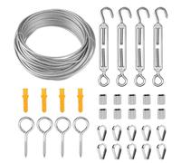 Shineyoo Kit de câbles métalliques de 0,6 cm 304 SS avec revêtement en vinyle - Câble 7 x 7 brins avec tendeurs et accessoires - Pour utilisation extérieure/décoration, guirlandes lumineuses, jardin