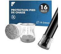 shinfly 16 Pièces Protection Pied de Chaise, 19-24mm Patin Chaise Silicone avec Feutre, Protege Pied de Chaise pour Sols en Bois Dur et Carrelage, Réduire Les Rayures et Les Bruits