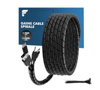 shinfly 2×6 m Gaine Câble Spirale, Flexible Kit de Câble Rangement pour Ranger Les Câbles de 7mm - 40mm e Câble d'Antenne TV/PC/USB/Télé/AUX (6m ø 8mm + 6m ø 10mm + 10pcs Attaches-Câbles, Noir