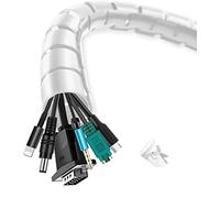 shinfly 2 x 1,5 m de câble à Fermeture Automatique, Blanc, diamètre 16 mm/22 mm, Canal de câble Flexible avec 1 Clip de Guidage de Fil, Protection des câbles pour Ordinateur TV - Blanc