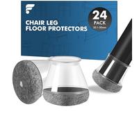 shinfly 24 Pièces Protection Pied de Chaise, Patins pour Chaises en Silicone avec Feutre Haute Densité, Protege Pied de Chaise et Sol, Anti-Rayure et Silencieux sur Bois (M 20.1-30mm, Transparent)