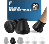 shinfly 24 Pièces Protection Pied de Chaise, Patins pour Chaises en Silicone avec Feutre Haute Densité, Protege Pied de Chaise et Sol, Anti-Rayure et Silencieux sur Bois (M 20.1-30mm, Noir)