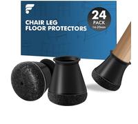 shinfly 24 Pièces Protection Pied de Chaise, Patins pour Chaises en Silicone avec Feutre Haute Densité, Protege Pied de Chaise et Sol, Anti-Rayure et Silencieux sur Bois (S 12-20mm, Noir)