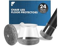 shinfly 24 Pièces Protection Pied de Chaise, Patins pour Chaises en Silicone avec Feutre Haute Densité, Protege Pied de Chaise et Sol, Anti-Rayure et Silencieux sur Bois (L 32-40mm, Transparent)