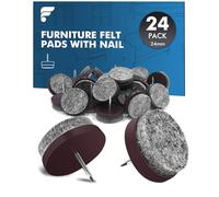 shinfly 24 x Patins en Feutre pour Meubles - Ø 24mm Patins pour Chaises, Pied de Chaise - 4mm d'épaisseur Tampon pour Chaise, Patin Chaise a Clouer