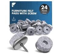 shinfly 24 x Patins en Feutre pour Meubles - Ø 24mm Patins pour Pieds Chaise à Visser - 4mm d'épaisseur Tampon pour Chaise, Patins en Feutre à Visser
