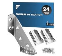 shinfly Équerre de Fixation en Métal equerre metal Inox pour la Réparation de Meubles - Lot de 24 Équerres de Fixation Avec 168 vis pour la Fixation et la Réparation de Meubles, Renforcer les Joints