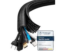 shinfly Gaine Cable Informatique 6m-13mm, Cache Câble Auto-Fermeture, Protection Cable Electrique, Range Cable, Gestion de Câble Rangement Tressée Fendue en Pet, pour TV/PC, Noir