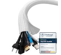 shinfly Gaine Cable Informatique 6m-13mm, Cache Câble Auto-Fermeture, Protection Cable Electrique, Range Cable, Gestion de Câble Rangement Tressée Fendue en Pet, pour TV/PC, Blanc