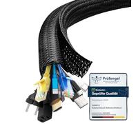 shinfly Gaine Cable Informatique 6m-19mm, Cache Câble Auto-Fermeture, Protection Cable Electrique, Range Cable, Gestion de Câble Rangement Tressée Fendue en Pet, pour TV/PC, Noir