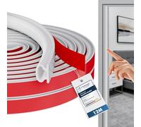 shinfly Joint de Porte d'Entrée Isolation Phonique et Thermique - 12m Blanc - Joint Autocollant en Caoutchouc Adhésif - Joint Caoutchouc pour Porte et Fenêtre - Isolation Froid et d'Étanchéité