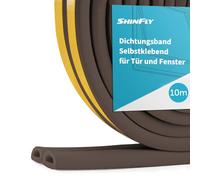 shinfly Joint Fenetre Porte Isolation 10M, 9mm(L) X 6mm(H) Joint de Porte d'Entrée anti Froid Mousse Adhésif Caoutchouc Calfeutrage Joint pour Isolante Froid, Bruit, Preuve de Collision (15M Marron)