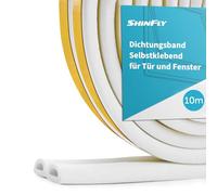 shinfly Joint Fenetre Porte Isolation 10M, 9mm(L) X 6mm(H) Joint de Porte d'Entrée anti Froid Mousse Adhésif Caoutchouc Calfeutrage Joint pour Isolante Froid, Bruit, Preuve de Collision (10M Blanc)
