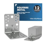 shinfly Lot de 12 connecteurs d'angle - 105 x 105 x 90 mm - Épaisseur : 2,5 mm - Angle en métal galvanisé à 90 ° - Pour meubles, chaise, table, fenêtre