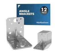 shinfly Lot de 12 connecteurs d'angle 90 x 90 x 65 mm - Épaisseur : 2,5 mm - Angle en métal galvanisé à 90 ° - Pour meubles, chaise, table, fenêtre