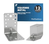 shinfly Lot de 12 raccords coudés 95 x 95 x 65 mm - En métal galvanisé - 90 degrés - Pour meubles, chaise, table, fenêtre, support d'angle