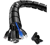 shinfly Manchon de Rangement pour câbles avec Un Clip Guide de Fil, 10 m + 22 mm + 28 mm pour TV, PC, Maison, Noir