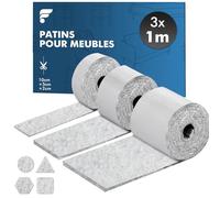 shinfly Patins pour Meubles Auto-Adhésifs, Patin Chaises - 3 Rouleaux (100 * 10cm+100 * 5cm+100 * 2cm), Tampon Chaise 4mm - Épais Patin Feutre Autocollant, Découpe Libre de Toute Taille, Gris Clair