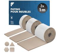 shinfly Patins pour Meubles Auto-Adhésifs, Patin Chaises - 3 Rouleaux (100 * 10cm+100 * 5cm+100 * 2cm), Tampon Chaise 4mm - Épais Patin Feutre Autocollant, Découpe Libre de Toute Taille, Brun