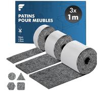 shinfly Patins pour Meubles Auto-Adhésifs, Patin Chaises - 3 Rouleaux (100 * 10cm+100 * 5cm+100 * 2cm), Tampon Chaise 4mm - Épais Patin Feutre Autocollant, Découpe Libre de Toute Taille, Gris Foncé