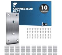 shinfly plaque metal 10pcs connecteurs plats (40 mm x 80 mm) en acier inoxydable avec 60 vis, fer plat perforé, pour meubles, chaise, table, fenêtre