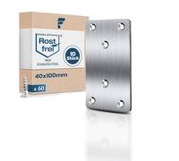 shinfly plaque metal 10pcs connecteurs plats (40 mm x 80 mm) en acier inoxydable avec 60 vis, fer plat perforé, pour meubles, chaise, table, fenêtre