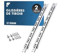 Shinfly Rails de tiroir 310 mm - Lot de 2 (1 paire), glissières à billes avec rainure de 17 mm, extension partielle, avec accessoires de montage