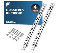 Shinfly Rails de tiroir 310 mm - Lot de 4 (2 paires), glissières à billes avec rainure de 17 mm, extension partielle, avec accessoires de montage