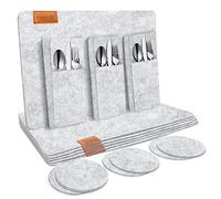shinfly Sets de Table Filz Lot de 18 | Sets de Table Lavable (44 x 32 cm), Antidérapant, Imperméables, Résistant à la Chaleur - Gris Clair