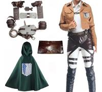Shingeki no Kyojin Cosplay Costume corps d'enquête cape uniforme Recon Corps ceinture Hookshot Levi Mikasa Eren Jaeger ensemble complet 4 PCS