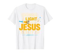 Shining A Light on Who Jesus Bible Christian Verse Quote T-Shirt Graphique avec Valeur, Homme, Blanc, L