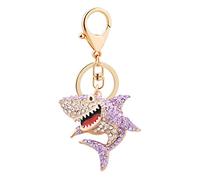 Shining crown Mignon Requin Strass Porte-clés Porte-clés Pour Femme Pendentif De Décoration De Sac à Main En Alliage étincelant Porte-clés De Voiture De Charme Accessoires De Sac Mignon (violet)