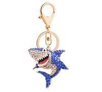 Shining crown Mignon Requin Strass Porte-clés Pour Femme Pendentif De Décoration De Sac à Main En Alliage étincelant Porte-clés De Voiture De Charme Accessoires De Sac Mignon (bleu)
