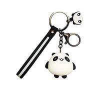 Shining crown Porte-clés panda tendance, pendentif poupée de voiture, sac à dos mignon ours de dessin animé pour couples, blanc, M