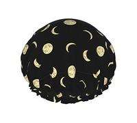 Shining Moons On The Dark Bonnet de douche imperméable, Bonnet de bain élastique pour cheveux Protection de l'environnement Bonnets de bain pour cheveux, Double couche imperméable Bonnet de douche