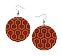 Shining Overlook - Boucles d'oreilles rondes imprimées pour femme, 1 paire de boucles d'oreilles percées en cuir léger - Bijoux tendance - Cadeaux pour femmes et filles, One Size, Polyester