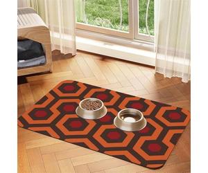 Shining Overlook Tapis d'alimentation à motifs pour animaux de compagnie avec dessus en polyuréthane absorbant l'eau et base en caoutchouc - Tapis de nourriture antidérapant pour chiens, chats et