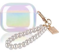 Shining Protective Case for Airpods 3 Generation (2021) with Sparkling Shell Design, Shockproof Anti-Scratch Protective Case with Pearl Keychain for Girl - Colorful Shining