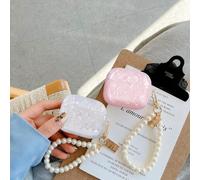 Shining Protective Case for Airpods 3 Generation (2021) with Sparkling Shell Design,Shockproof Anti-Scratch Protective Case with Pearl Keychain for Girl-Shiny Pink