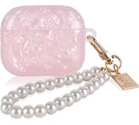 Shining Protective Case for Airpods 3 Generation (2021) with Sparkling Shell Design, Shockproof Anti-Scratch Protective Case with Pearl Keychain for Girl - Shiny Pink