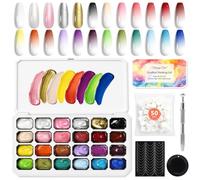 Shining She 24 Couleur ombre gel babyboomer palette gel paint nail art, 01 | Multicolore Gradient Painting Gel Palette, avec 1 Stylo Manucure et 50 Éponges pour Ombre & Aura Nails, French Manicure Diy