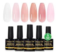 Shining She Gel Construction Ongle UV, 8 en One Builder Gel 6 couleurs Nude Rose et Clear sans TPO sans HEMA Vernis gel Soak Off UV/LED Base pour extension d'ongles Fortifiant pour ongles, 8ML