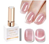 Shining She Vernis Cat Eyes Semi Permanent, 15ml Rose Moonlight Crystal Vernis Semi Permanent MagnéTique, Jelly Pailleté Vernis Cat Eyes avec BâTon MagnéTique Soak Off UV/LED pour Salon DIY Home