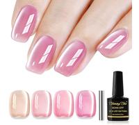Shining She Vernis Semi Permanent Cat Eyes, 4 Couleurs Nude Rose Moonlight Crystal Magnétique Semi-permanent Jelly Glass vernis à ongles Soak Off UV/LED pour Salon DIY Home, 8 ML